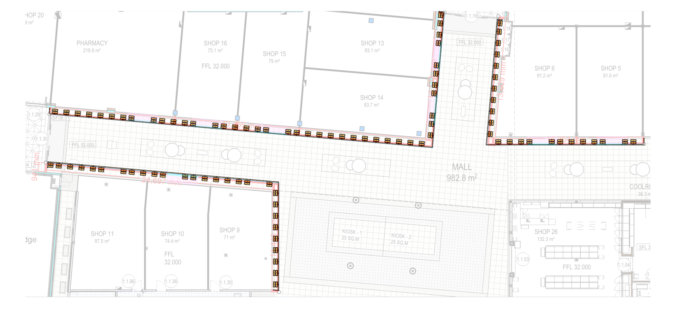 Shopping Centre Hoarding Design Layout - Top View